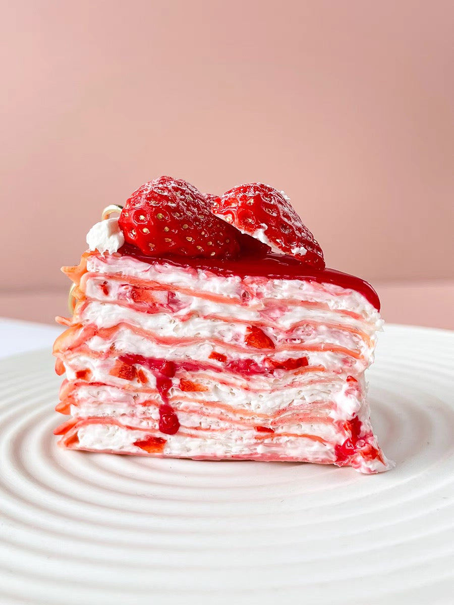 Strawberry cake key ring