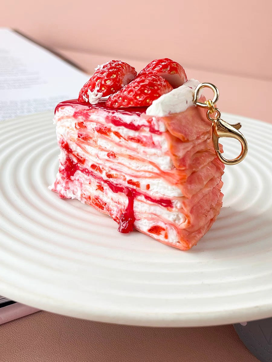 Strawberry cake key ring