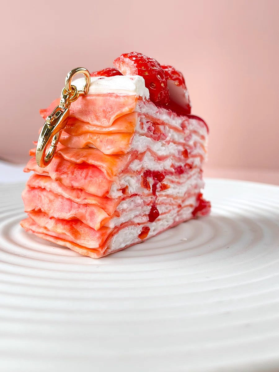 Strawberry cake key ring