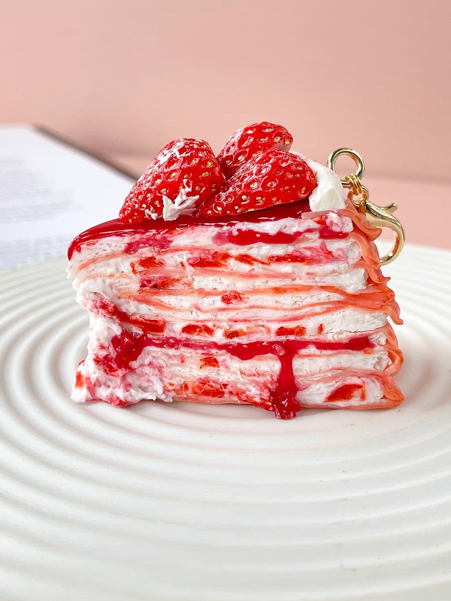 Strawberry cake key ring