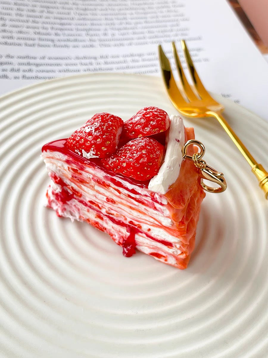 Strawberry cake key ring